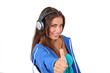 Portrait of teenager listening to music with headphones