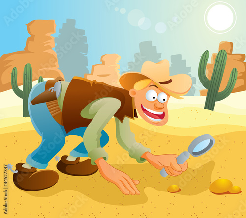 Vector: Cowboy Finding Gold Cowboy Finding Gold