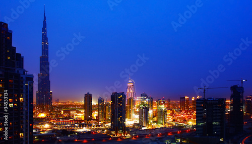 Photo: Dubai downtown at night Dubai downtown at night