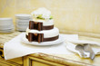 Delicious white and brown wedding cake