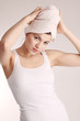 girl in a towel after bath