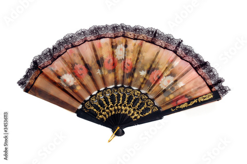 Photo: a folding fan patterned flowers cloth a folding fan patterned flowers cloth