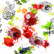 Seamless background with raspberries