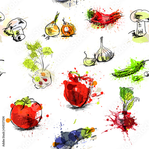 Vektor: Seamless background with vegetables Seamless background with vegetables