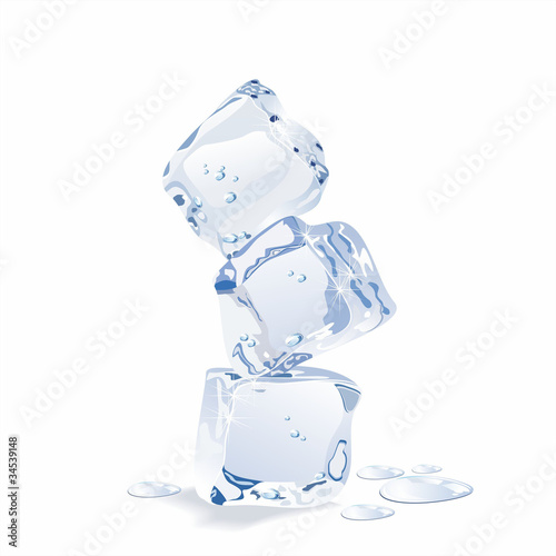 Vector: Blue vector ice cubes isolated on white background. Blue vector ice cubes isolated on white background.