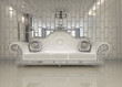 Modern white sofa in royal interior apartment space