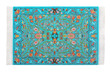 One turquoise carpet horizontally lies on  white background