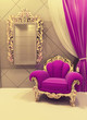 Royal furniture in a luxurious interior, pink pattern Royal furniture in a luxurious interior, pink pattern