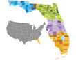 Vector: Florida state counties map with boundaries and names Florida state counties map with boundaries and names