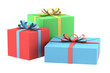 three color gift boxes isolated on white background three color gift boxes isolated on white background