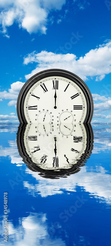 Photo: clock reflection clock reflection