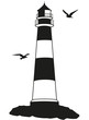 Küstenlandschaft Leuchtturm Möwen Silhouette