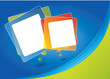 Abstract brochure design, green and blue