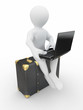 Man with laptop on the luggage