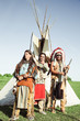 Photo: Group of North American Indians about a wigwam Group of North American Indians about a wigwam