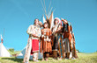 Photo: Group of North American Indians about a wigwam Group of North American Indians about a wigwam