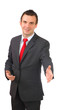 Cheerful businessman ready for handshake. Isolated