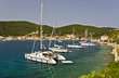 Sailing boats anchored at Fiscardo village in Kefalonia island