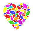 Colorful lipstick heart