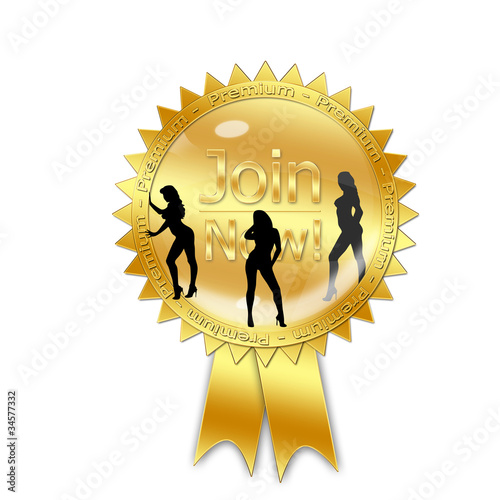 Illustration: Sexy Join Now ! - Button Gold Sexy Join Now ! - Button Gold