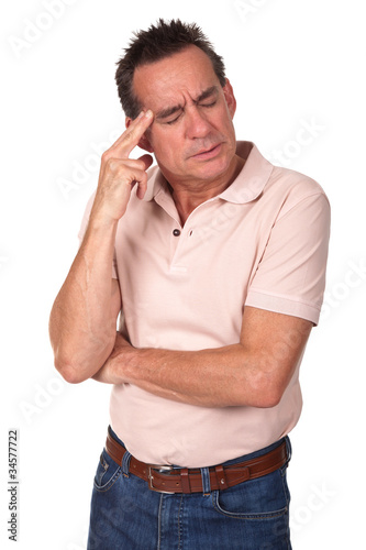 Photo: Stressed Worried Middle Age Man with Headache Stressed Worried Middle Age Man with Headache