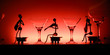 Glasses and statuettes in red light Glasses and statuettes in red light