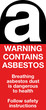 Warning contains asbestos sign label symbol