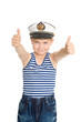 Photo: Sea boy showing ok gesture.His cap emblem of Russia. Sea boy showing ok gesture.His cap emblem of Russia.