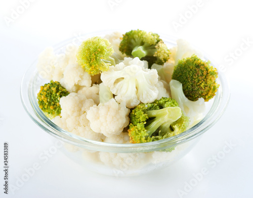 Photo: Steamed cauliflower and broccoli Steamed cauliflower and broccoli