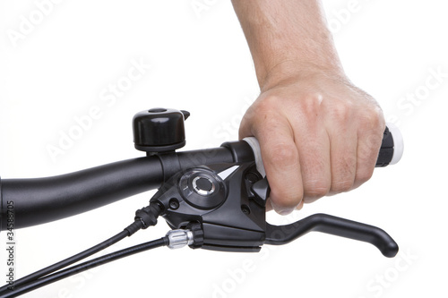 Photo: Hand am Fahrradlenker Hand am Fahrradlenker