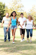 Family having fun in summer park