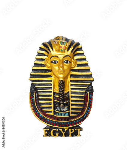 Photo: Egyptian golden pharaohs mask isolated on white Egyptian golden pharaohs mask isolated on white