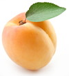 Apricot with leaf on a white background.
