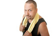 workout man holding towel
