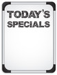 Whiteboard with Today's Specials Message written with Chalk