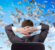 business man looking at  money falling