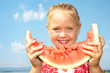 Girl eating watermelon