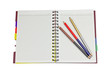 Photo: Open notepad and three pencil Open notepad and three pencil