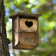 Photo: Bird house with the heart shapped entrance. Bird house with the heart shapped entrance.