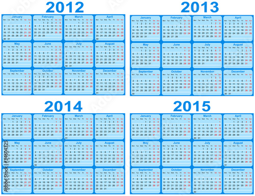 2013 Year Calendar Template on Set Of 2012  2013  2014  2015 Calendar    Motorlka  34604325   See