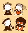 Set of singers funny people icons.