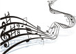 Vector: Music notes on staves. Vector music background. Music notes on staves. Vector music background.