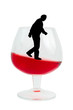 Wine glass and alcoholic man