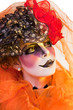Woman mime with theatrical makeup. Studio shot.