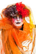 Woman mime with theatrical makeup. Studio shot.