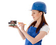 Female construction worker. Female construction worker.