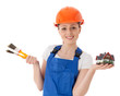 Female construction worker. Female construction worker.