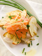 salmon carpaccio with slice ovum mushroom salad