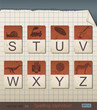 Vintage Spelling Alphabet. Vector Illustration.