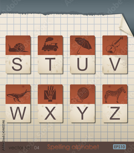 Vektor: Vintage Spelling Alphabet. Vector Illustration. Vintage Spelling Alphabet. Vector Illustration.